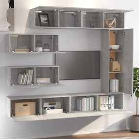 Set di mobili porta tv 7 pz grigio cemento in legno multistrato