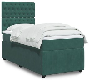 Giroletto A Molle Con Materasso Verde Scuro 90x200 Cm Velluto /
