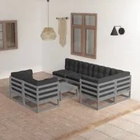 Set Divani da Giardino 8 pz con Cuscini Legno Massello Pino cod mxl 39643