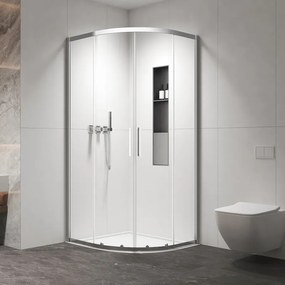 Kamalu - Box doccia 80x80 semicircolare altezza 200h finitura cromo | KZ2000