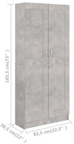 Libreria Grigio Cemento 82,5x30,5x185,5 cm in Legno Multistrato