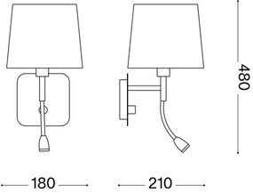 Ideal Lux - Lampada da parete LED NORDIK 1xE14/40W + LED/1,5W/230V