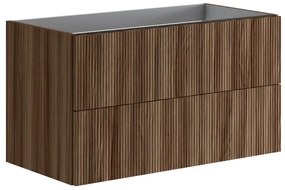 Mobile da bagno sospeso sotto lavabo L 89.5 x H 50 x P 45.5 cm rovere, 2 cassetti Opera