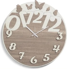Orologio rotondo moderno D30 BUTTERFLY in legno laminato TRS