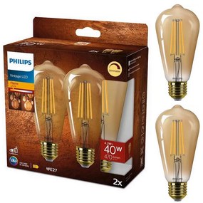 SET 2x Lampadina LED dimmerabile VINTAGE Philips ST64 E27/4,2W/230V 2200K