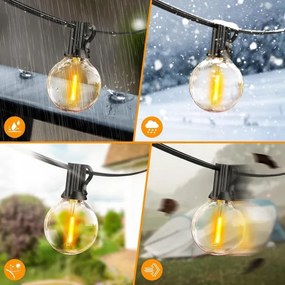 Catena luminosa da esterno a LED dimmerabile 25xE12/1W/24/230V 17,5 m IP65 nera + telecomando