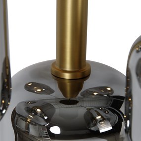 Lampada a sospensione nera con oro e vetro fumé incl. 5 PUCC - Zuzanna
