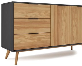 Cassettiera bassa in pino nero/naturale 140x81 cm Lavis - Marckeric