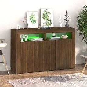 Credenza con luci led rovere marrone 115,5x30x75 cm