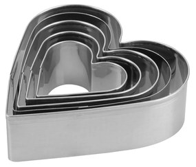 Set 5 tagliabiscotti cuori acciaio inox