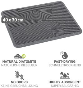 Tappetino scolapiatti grigio in diatomite 40x30 cm Damon – Wenko