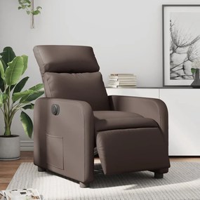 Poltrona Reclinabile Elettrica Marrone İn Similpelle /