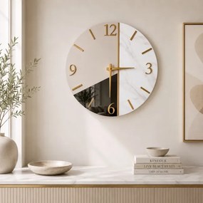 Orologio da Parete Tondo 60 cm Specchio e Marmo
