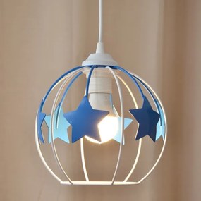 Lampadario a sospensione per bambini STARS 1xE27/15W/230V blu/bianco