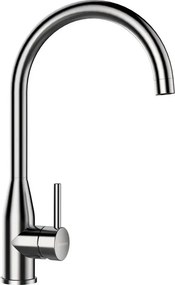 Rubinetto da cucina fisso a collo di cigno Kavus acciaio inox argento cromato lucido SCHOCK