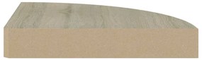 Scaffali angolari a parete 2 pz rovere 25x25x3,8 cm mdf