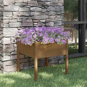 Fioriera Giardino Marrone Ambra 70x70x70 Cm Legno Massello Pino /