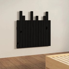 Testiera da parete nera 82,5x3x80 cm in legno massello di pino