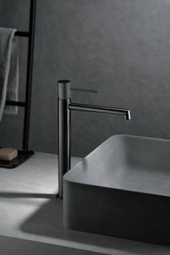 Rubinetto miscelatore alto per lavabo monocomando senza scarico in ottone canna di fucile nero Melin