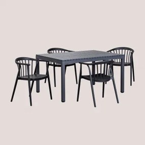Set Tavolo in Alluminio (140x100 cm) Marti e 4 Sedie da Giardino Ivor - Sklum