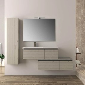 Mobile da bagno 140 cm sospeso moderno rovere sbiancato Slide