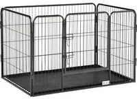 EasyComfort Box per Cani in Metallo con Porta e Vassoio sul Fondo, 109x74x71cm, Grigio