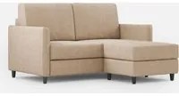 Divano 2 Posti con Pouf 158x145x85 cm Karay in Tessuto Beige