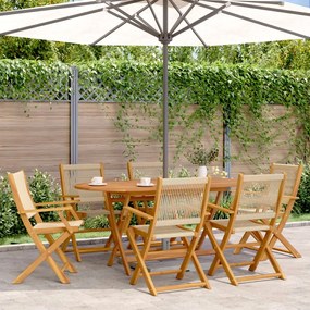 Sedie da giardino pieghevoli 6pz beige legno massello di acacia