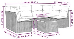 Set Divano da Giardino 7 pz con Cuscini Beige Misto Polyrattan