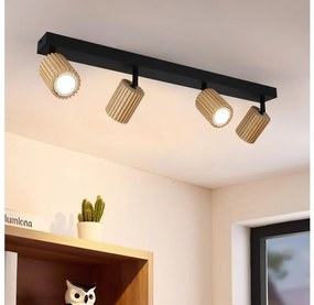 Brilagi - Faretto MODERN WOOD 4xGU10/8W/230V legno di caucciù/nero