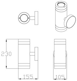 Applique da esterno RINO 2xGU10/12W/230V IP54 nero