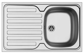Lavello 1 vasca con gocciolatoio a sinistra DELINIA Kama inox L 50 x L 80 cm argento