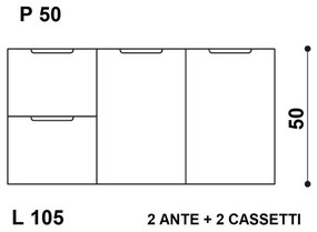 Struttura pensile da bagno Gola New3 cassetti colore su ordinazione