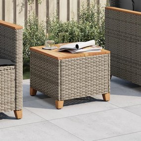 Tavolo da giardino grigio 45x45x37 cm polyrattan e legno acacia