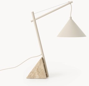 Lampada da tavolo grande con base in travertino Reyna