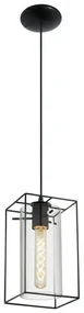 Lampadario Moderno Loncino nero paralume trasparente E27 Ø15cm EGLO