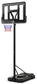 Costway Sistema di canestro da basket regolabile in altezza 230-305cm, Canestro da basket per adulti con tabellone antiurto