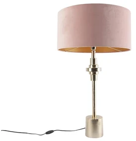 Lampada da tavolo Art Déco con paralume in velluto oro rosa 50 cm - Diverso