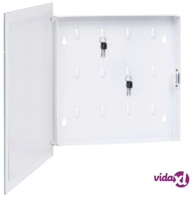 vidaXL Cassetta Portachiavi con Lavagna Magnetica Bianca 35x35x5,5 cm