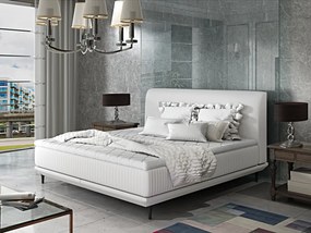 Letto matrimoniale boxspring Australia - 160 x 200 cm , Ecopelle bianco