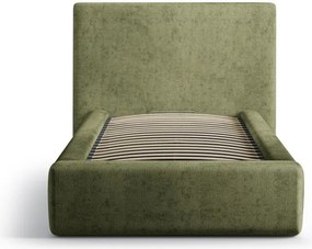 Letto singolo imbottito verde con contenitore con rete inclusa 90x200 cm Amy – Micadoni
