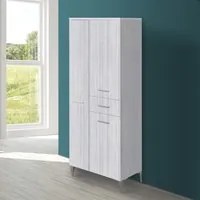 Colonna Doppia Bagno 60x148 cm Finitura Grigio con 3 Ante e Cassetto