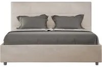 Letto imbottito Matrimoniale 160x190 cm Mika - Contenitore,Microfibra,Sabbia