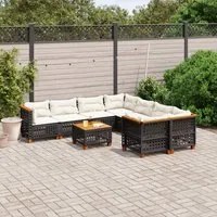 Set Divani da Giardino 9 pz con Cuscini Nero in Polyrattan 3261776