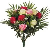 Set 2 Bouquet Artificiale di Rose in Boccio Altezza 48 cm Rosa