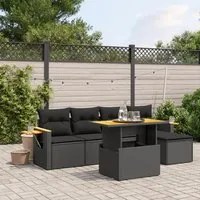 Set Divano da Giardino 6 pz con Cuscini Nero in Polyrattancod mxl 114246