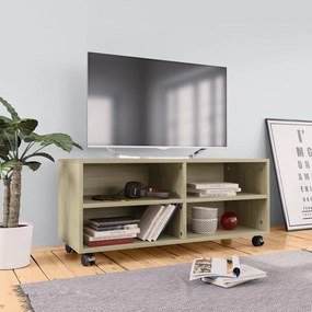 Mobile Tv Con Ruote Rovere Sonoma 90x35x35 Cm Legno Multistrato /