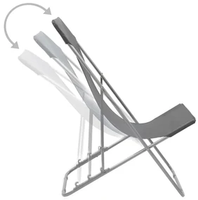 Sedia da spiaggia pieghevole 2 pz acciaio tessuto oxford grigio