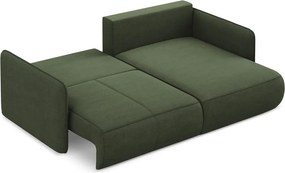 Divano angolare verde allungabile/con contenitore (con penisola a destra) Nanea – Makamii