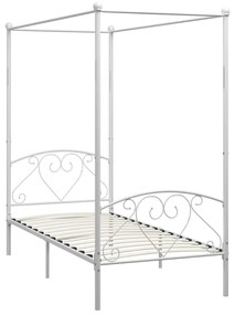 Letto a baldacchino bianco in metallo 120x200 cm